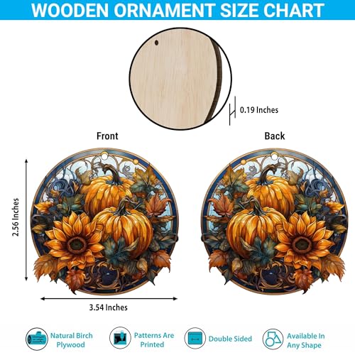 2D Flat All Over Printed, Fall Ornaments, Pumpkin Ornaments, 2 Sides 3.5" Wood Ornament, Fall Home Autumn Decor, Gift for Thanksgiving (EPHG-52035011)