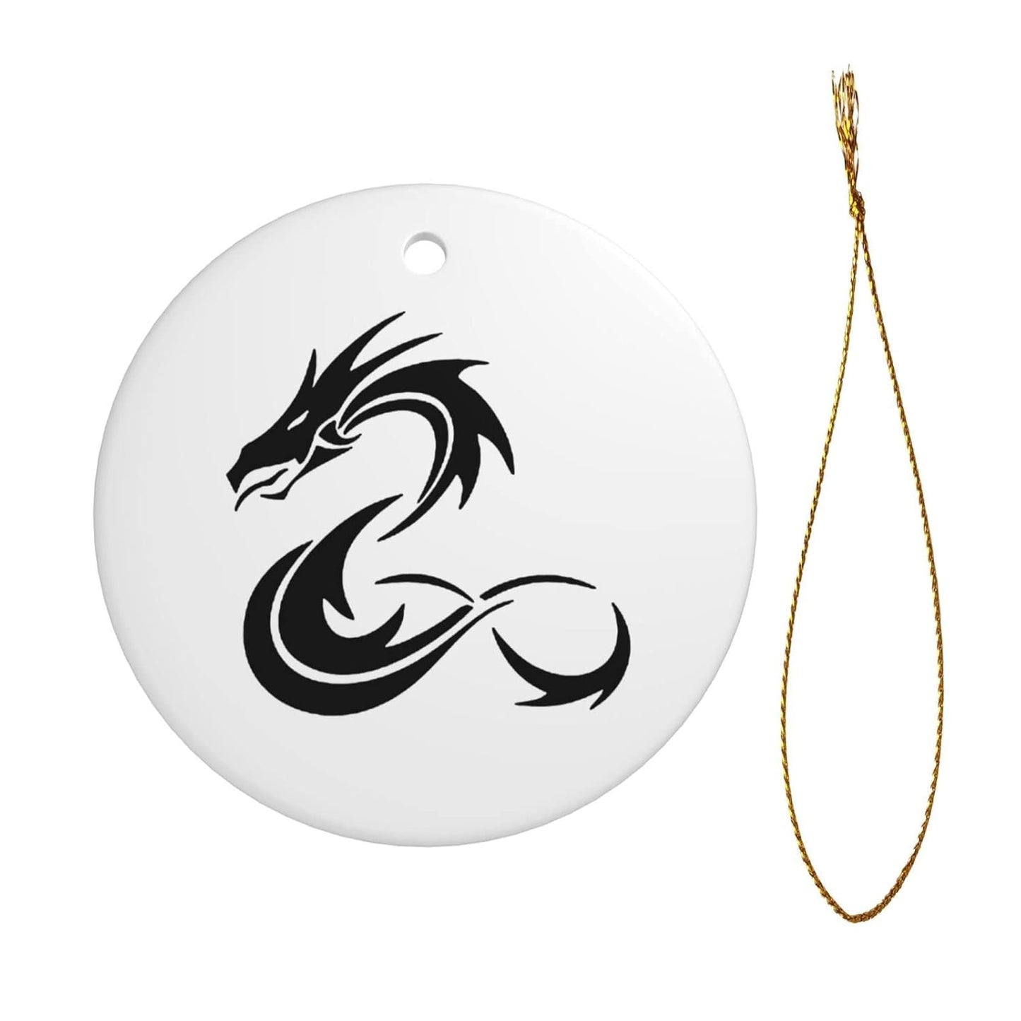 Black Dragon Christmas Ornament Round Ceramic Ornament Pendant Christmas Tree Ornament Hanging Ornament Souvenir Decoration Gift