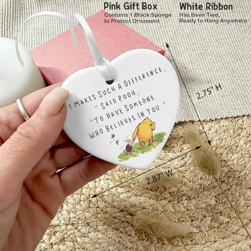 Teacher Mentor Appreciate Gift-It Makes Such A Difference-Teacher Month, Ceramic Heart Ornament Keepsake Plaque Decor Gift-Double-Sided Printing