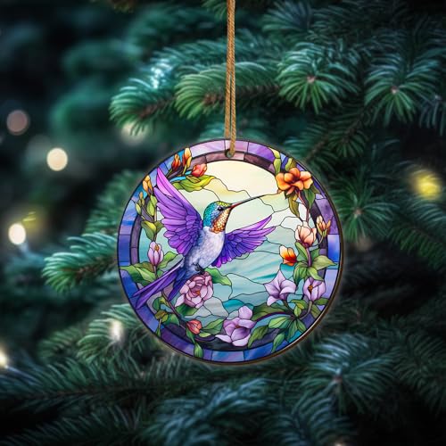 2D Flat All Over Printed, Hummingbird Ornaments, 2 Sides 3.5" Wood Ornament, Gift for Hummingbird Lover, Christmas Decorations (Ephg-51980001)
