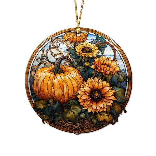 2D Flat All Over Printed, Fall Ornaments, Pumpkin Ornaments, 2 Sides 3.5" Wood Ornament, Fall Home Autumn Decor, Gift for Thanksgiving (EPHG-52035010)