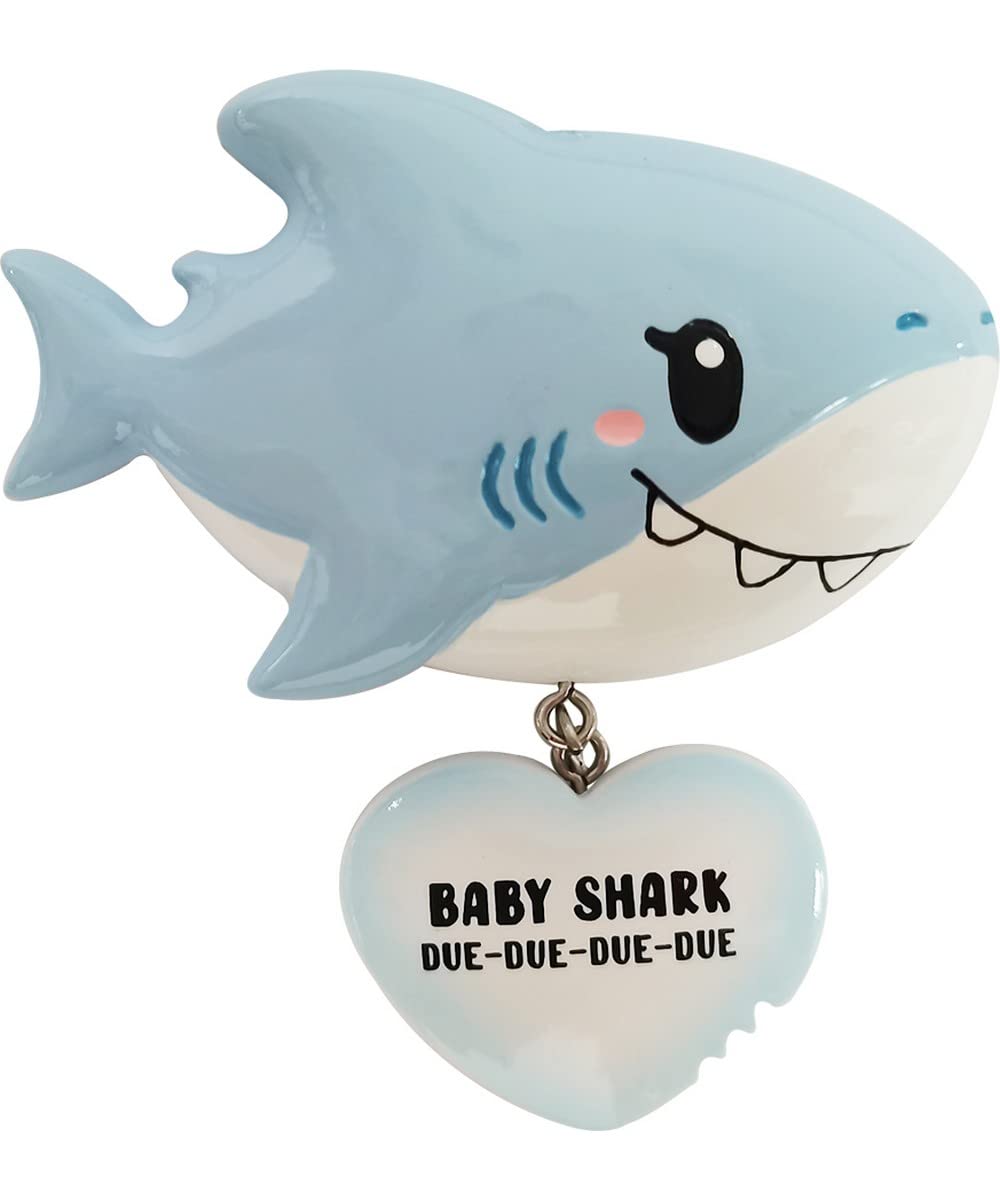 Baby Due Shark peronalized Christmas Ornament New Baby Shark Ornament Baby on The Way Ornament Baby boy Ornament New Baby boy Blue Ornament