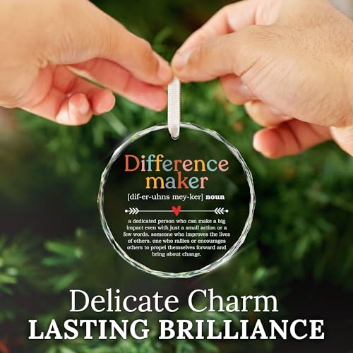 Difference Maker - Appreciation for Women - Coworker Appreciation - Thank You Gifts, Inspiration Gifts for Women Boss Coworker Manager Teacher Nurse Mom Friend - Glass Christmas Ornament