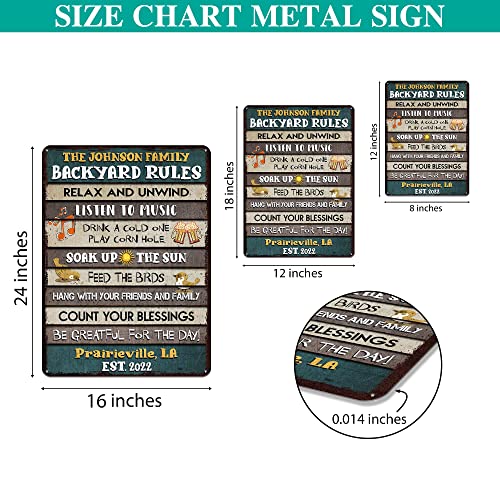 All Over Printed, Backyard Rules Metal Sign 8x12", 12x18", 16x24", Backyard Sign, Porch Patio Decorations