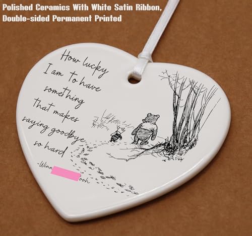 Best Friends Goodbye,Leaving,Going Away,Farewell Gift-How Lucky I Am-Ceramic Heart Ornament Keepsake Sign Plaque Decor Gift-Double-Sided Printing