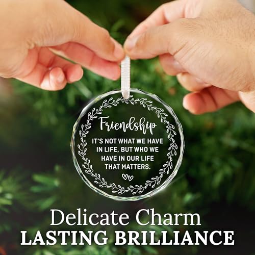 HEXMOZ Best Friend Ornaments for Women - Friends Gifts 2025 - Friendship Gifts for Friend Female, BFFs, Besties, Soul Sisters, Friends Group Christmas Tree Decoration - Friendship Glass Ornament