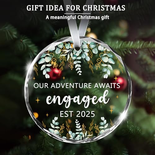 Wedding Gifts Engagement Gifts for Couples 2025 First Christmas Engaged Ornament 2025 Just Engaged Bachelorette Gift Happy Engagement Gift for Newly Engageds Couples Bride to be Her Women Fiance(8)