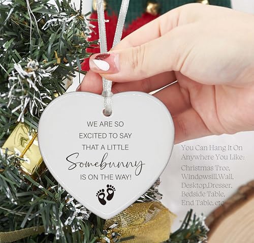 Baby Pregnancy Announcement Gifts - Grandparents, Aunt, Uncle - Baby Coming Soon - Heart Shaped Ornament