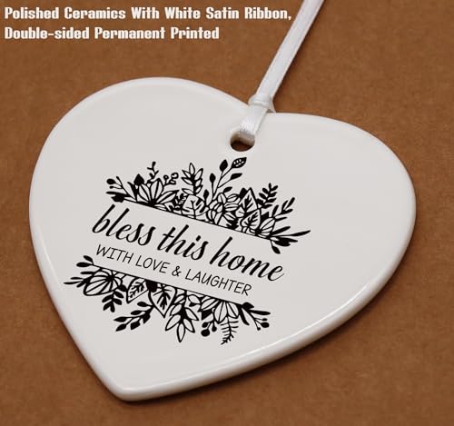 Bless This Home with Love and Laughter-Congrats Gifts Realtor to Homeowner-First Time Happy New Home Gifts- Housewarming Present for Houseowner-New Home Owners Present -Heart Shaped Ornament