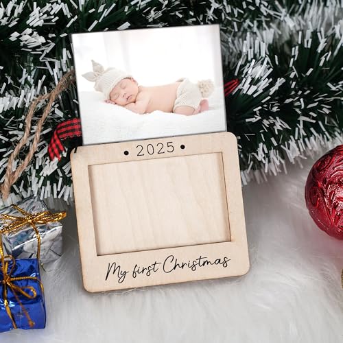 Babys First Christmas Ornament 2025, Baby First Christmas Picture Frame Ornament, 2x3 Picture Frame Wooden Ornament, Babys First Christmas Ornament 2025 Girl, Boy, My First Christmas Ornament 2025