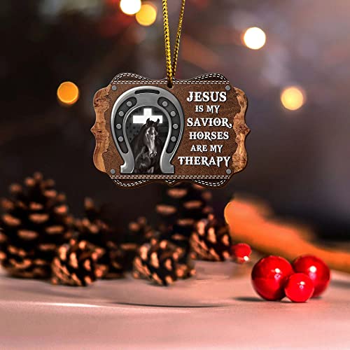 Vibepy All-Over Horse Print Girl Ornament, Christmas Tree Decorp, 3.5" Wood 2-Sided Gift for Her & Horse Lovers