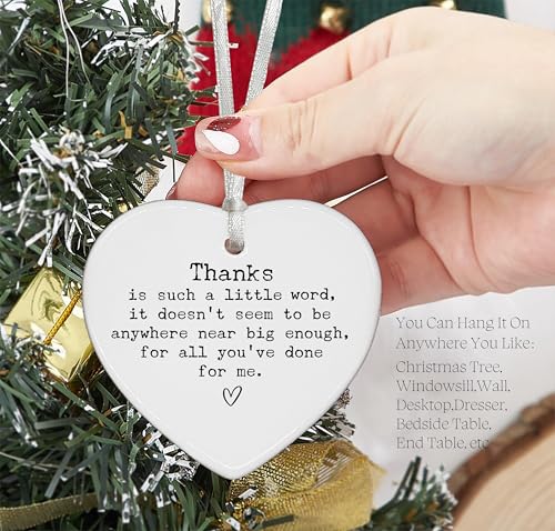 Thank You Gifts for Teacher,Godparents,Psychologist,Mom,Dad,Mentor,Coach,Leader,Boss,Best Friends-Appreciation Gift for Women Men,Thanksgiving Gift,New Year Heart Shaped Ornament