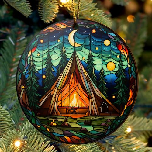 2D Flat All Over Printed, Camping Ornaments, Camping Christmas Ornaments, 2 Sides 3.5" Wood Ornament, Gift for Camper Lover, Christmas Decor
