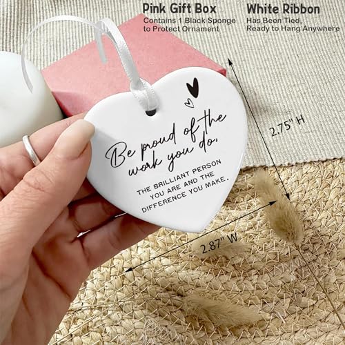 Encourage Gift-Tough Times Gift-Thank You Present-New Job Retirement Leaving Presents-Ceramic Heart Ornament Keepsake Sign Plaque Decor-Double-Sided Printing-Be Proud of the Work You Do