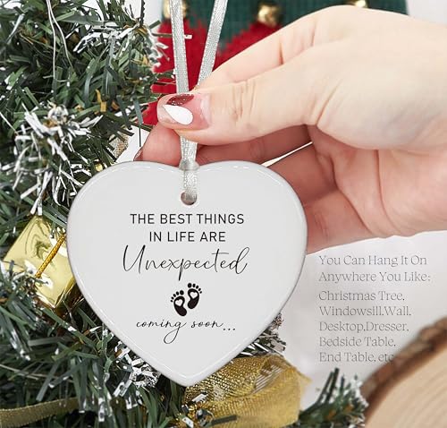 Baby Pregnancy Announcement Gifts-Promoted to Grandparents,Grandma,Grandpa,Aunt,Uncle-Baby Coming Soon-Newborn Reveal Present for Mom Dad Sister Brother Friends Heart Shaped Ornament