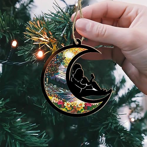 BSQUIELE Gift for Couple - Couple Suncatcher Ornament 2025 - Car Hanging Decoration - Stained Glass Light Catcher Ornament - Valentine, Anniversary Day Present for Husband, Wife, Newlywed, Engaged