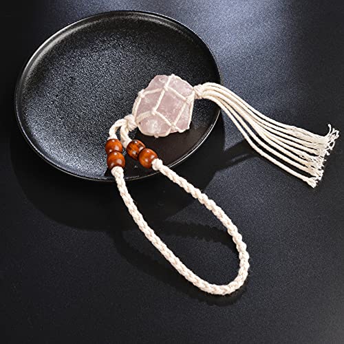 Healing Crystals Feng Shui Hanging Ornament Car Ornament Meditation Hanging Ornament Window Ornament for Home Decor (1 Piece Rose Quartz 1)