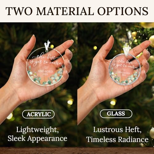 HEXMOZ Engagement Gifts for Couples - Engagement Gifts for Newly Engaged Couples, Bride to Be, Women, Fiance, Her - Just Engaged Gift, First Christmas Ornament 2025 Party Decoration - Acrylic Ornament