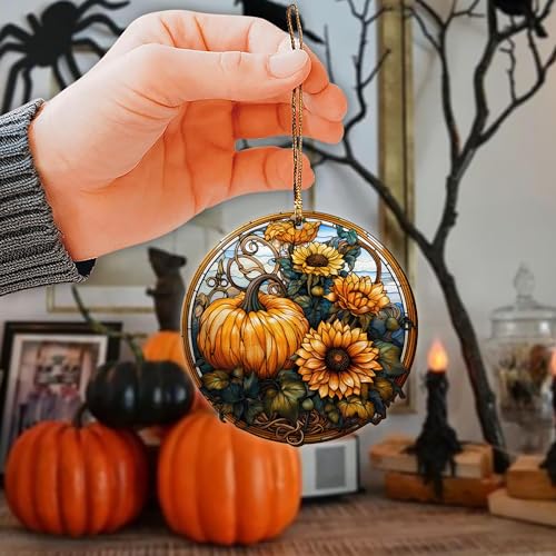 2D Flat All Over Printed, Fall Ornaments, Pumpkin Ornaments, 2 Sides 3.5" Wood Ornament, Fall Home Autumn Decor, Gift for Thanksgiving (EPHG-52035010)