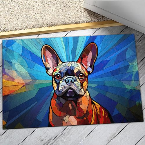 All Over Printed, French Bulldog Doormat, Doormat with French Bulldog Pattern, 24x16 inches, 30x18 inches Doormat, Home Decor Outdoor, Gift for French Bulldog Lover (RBRGUS-EPHG-53029001)