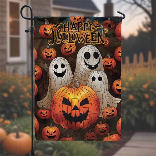 All Over Printed Halloween Double Sided Garden Flags, 12x18" Garden Flag, Pumpkin Flag for Halloween Decor, Home Decor Outdoor, Fall Yard Flag