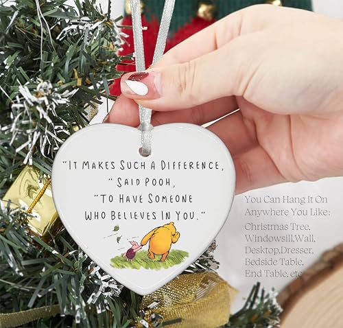 Teacher Mentor Appreciate Gift-It Makes Such A Difference-Teacher Month, Ceramic Heart Ornament Keepsake Plaque Decor Gift-Double-Sided Printing