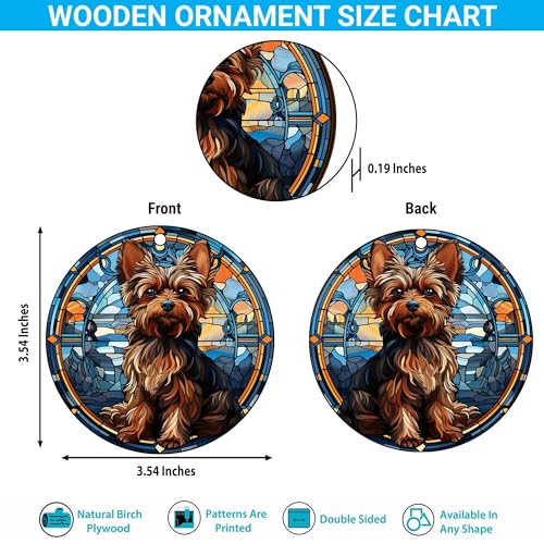 2D Flat All Over Printed, Yorkie Ornaments, Christmas Ornaments for Yorkie Lover, 2 Sides 3.5" Wood Ornament, Christmas Decor (Ephg-52975004)