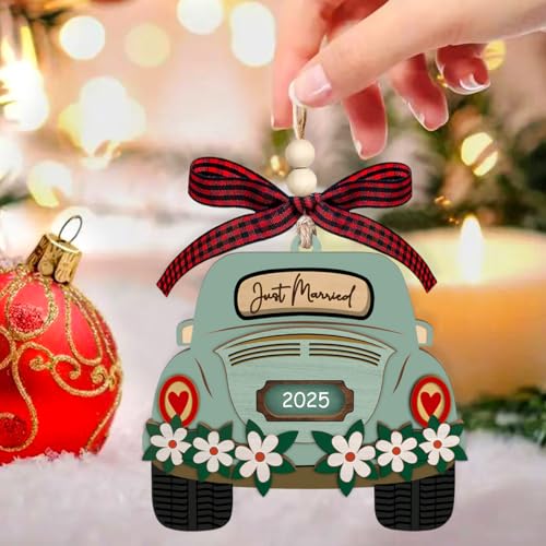 Wedding Gifts for Couples 2025, Just Married Decorations - Bridal Shower Gifts for Bride, Newly Wed Gift Ideas - First Christmas Married Ornament 2025