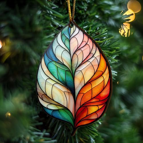 2D Flat All Over Printed, Maple Leaf Ornaments, Leaves Christmas Ornaments, 2 Sides 3.5" Wood Ornament, Seasonal Decor, Christmas Tree Hanging (Ephg-52492010)