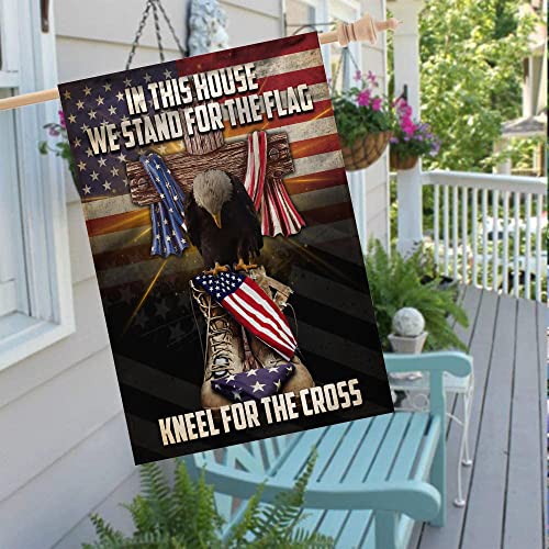 All Over Printed Double Sided House Flags, 28x40", Veteran Flag, Veteran Day Flags, Memorial Flags, In This House We Stand For The Flag Kneel For The Cross Flags, US Vietnam Veteran Flags