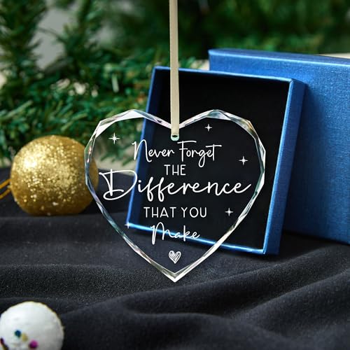 Thank You Gifts,Appreciation Gifts for Teacher,Boss, Coworkers, Manager, Mentor, Nurse, Mom, Friends,Heart-Shaped Never Forget The Difference That You Make Gifts - Christmas Ornaments