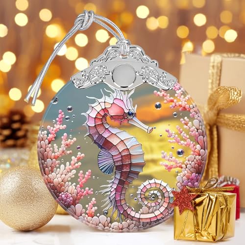 Seahorse Stained Glass Ornament - Christmas Tree Decor