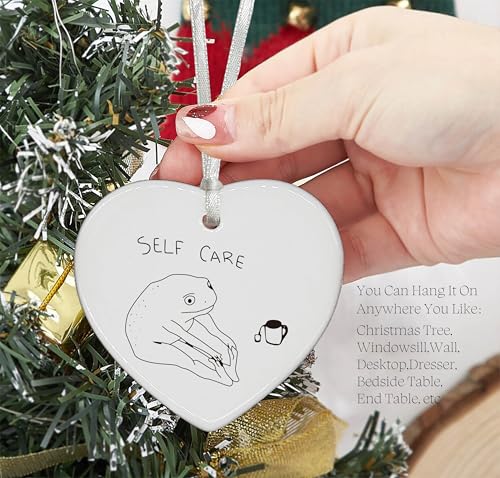 Funny Self-Mental Health Gifts-Self Care-Graduation Birthday Farewell Christmas for Daughter,Sister in Law,Best Friends,BFF,Bestie,Sister-Ceramic Heart Shaped Ornament with Gift Box