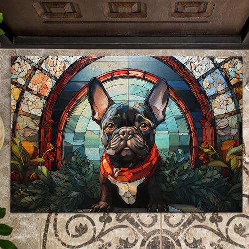 All Over Printed, French Bulldog Doormat, Doormat with French Bulldog Pattern, 24x16 inches, 30x18 inches Doormat, Home Decor Outdoor, Gift for French Bulldog Lover (RBRGUS-EPHG-53029004)