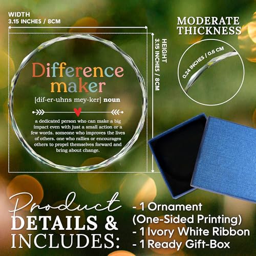 Difference Maker - Appreciation for Women - Coworker Appreciation - Thank You Gifts, Inspiration Gifts for Women Boss Coworker Manager Teacher Nurse Mom Friend - Glass Christmas Ornament