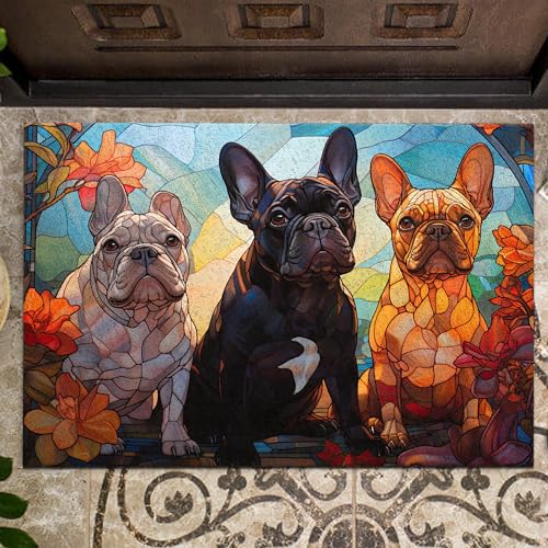 All Over Printed, French Bulldog Doormat, Doormat with French Bulldog Pattern, 24x16 inches, 30x18 inches Doormat, Home Decor Outdoor, Gift for French Bulldog Lover (RBRGUS-EPHG-53029007)