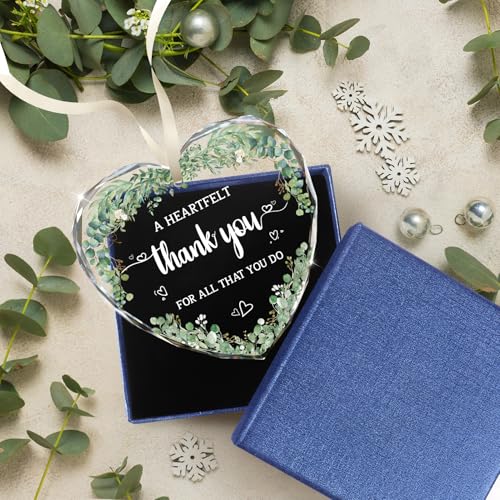 Thank You Gifts for Women, Thank You Glass Ornament Appreciation Gifts for Coworkers Teacher Best Friend Employee Nurse Boss Social Workers - Farewell Gift - Wine Bottle Decor Car Hanging Ornament