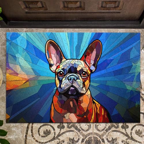 All Over Printed, French Bulldog Doormat, Doormat with French Bulldog Pattern, 24x16 inches, 30x18 inches Doormat, Home Decor Outdoor, Gift for French Bulldog Lover (RBRGUS-EPHG-53029001)