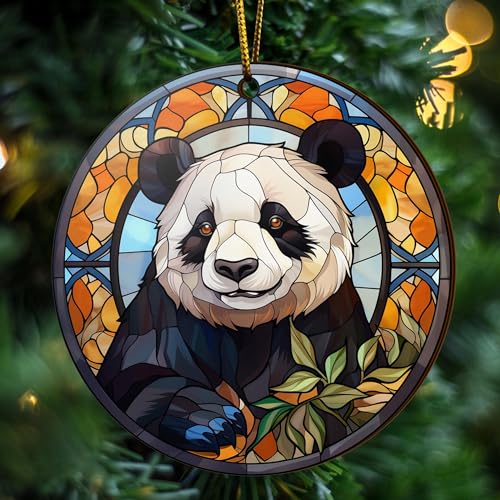 2D Flat All Over Printed, Panda Ornaments, Panda Christmas Ornaments, Panda Ornaments for Christmas Tree, 2 Sides 3.5" Wood Ornament, Gift for Panda Lover (Ephg-52650001)