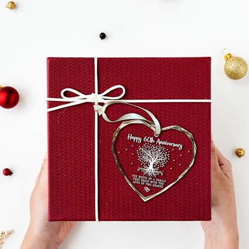 Gifts for 60th Anniversary - 60th Wedding Anniversary Ornament - 60 Wedding Anniversaries Ideas, Anniversay Married Gifts - 60 Married Gift for Grandparents, Parents, Couple - Glass Ornament