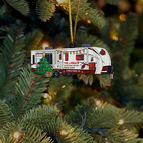 All Over Printed, Camping Ornaments, Campsite Camper Ornament, Christmas Tree Ornaments, 3.5" Wood Ornament 2 Sided, Gift for Family, Friend