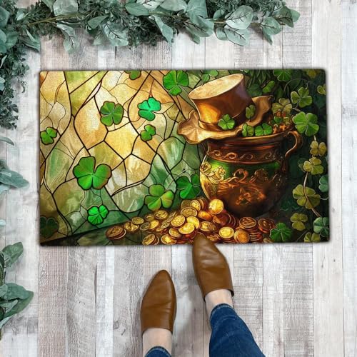 All Over Printed, Irish Doormat, Shamrock Doormat, 2D Doormat, Welcome Doormat, Patricks Day Doormat, 24x16 inches, 30x18 inches Doormat, St Patrick's Day Decorations (EPHG-54276002)