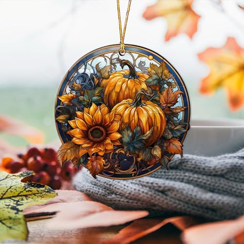 2D Flat All Over Printed, Fall Ornaments, Pumpkin Ornaments, 2 Sides 3.5" Wood Ornament, Fall Home Autumn Decor, Gift for Thanksgiving (EPHG-52035011)