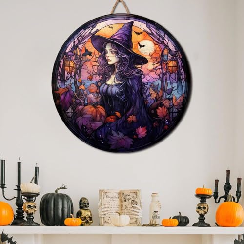 2D Flat All Over Printed, Halloween Sign, Witch Sign, Witches Wooden Sign, 8",12",18" Wooden Sign, Witch Room Decor, Halloween Decorations, Gift Idea For Witch