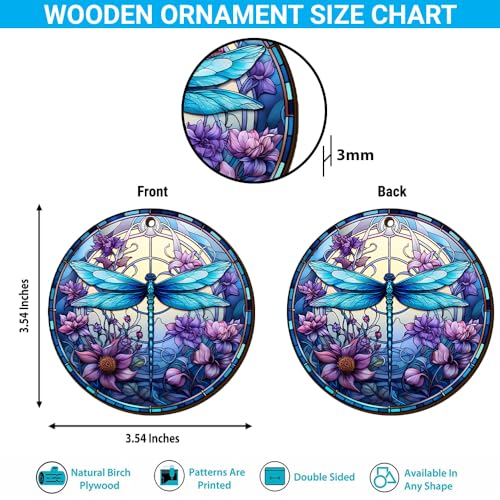 2D Flat All Over Printed, Dragonfly Christmas Ornaments, Ornaments for Dragonfly Lover, 2 Sides 3.5" Wood Ornament, Christmas Decorations (Ephg-51979008)