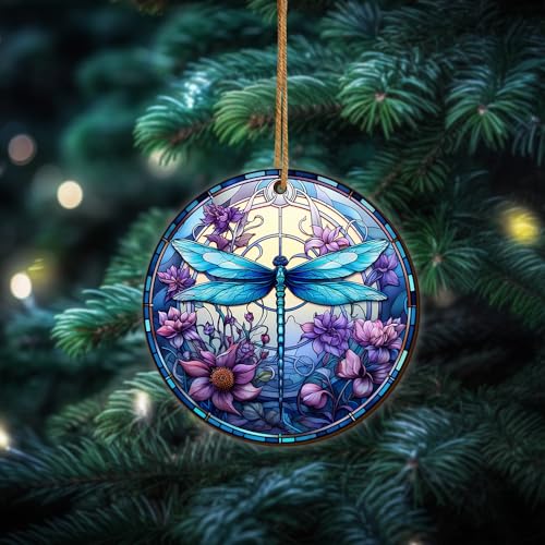 2D Flat All Over Printed, Dragonfly Christmas Ornaments, Ornaments for Dragonfly Lover, 2 Sides 3.5" Wood Ornament, Christmas Decorations (Ephg-51979008)