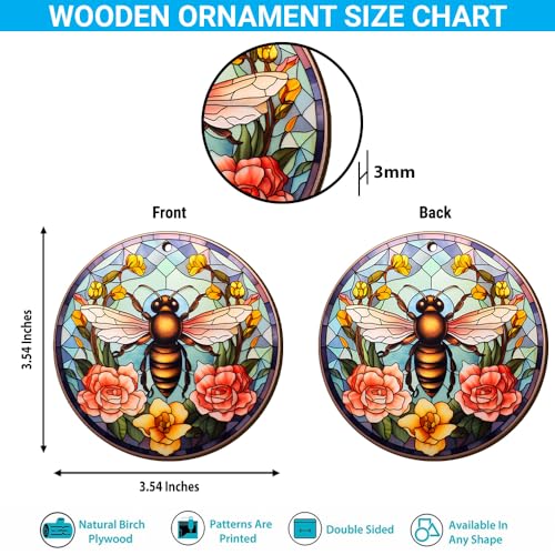 2D Flat All Over Printed, Bee Ornaments, Christmas Ornaments for Beekeeper, 2 Sides 3.5" Wood Ornament, Gift for Bee Lover, Christmas Decor