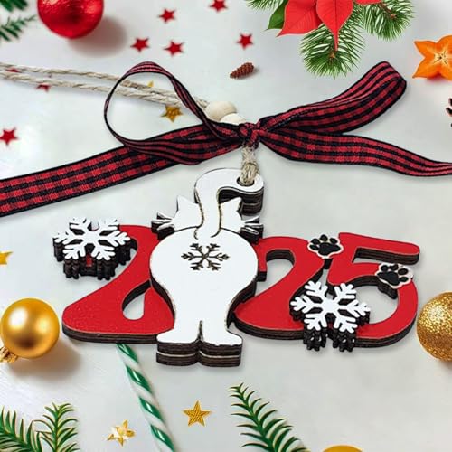 Cat Christmas Ornaments 2025, Funny Ornament for Christmas Tree, Wooden Cute Unique Ornaments Decor - Cat Lover Gifts for Women, Crazy Lady, Owner