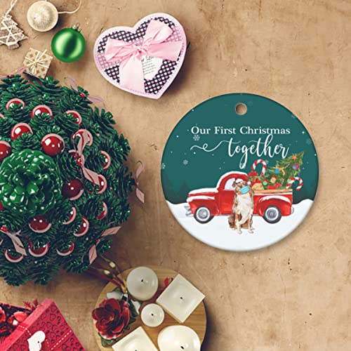 Christmas Ornament, Our First Christmas Together with Australian Shepherd Ornaments Xmas Ornament for Tree, Christmas Bauble Hanging Ornament Keepsake Ornament Christmas Decorations