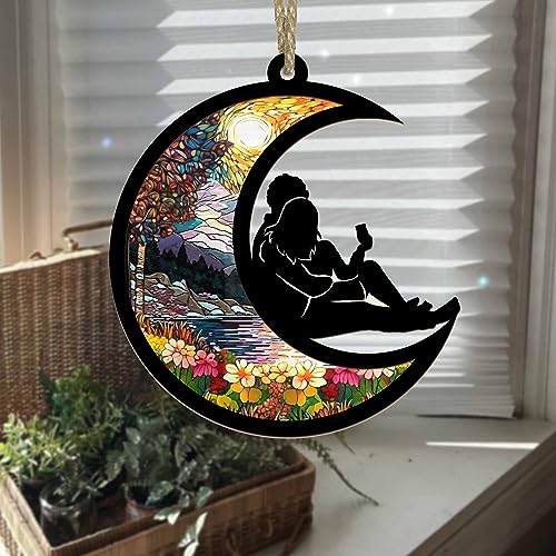 BSQUIELE Gift for Couple - Couple Suncatcher Ornament 2025 - Car Hanging Decoration - Stained Glass Light Catcher Ornament - Valentine, Anniversary Day Present for Husband, Wife, Newlywed, Engaged